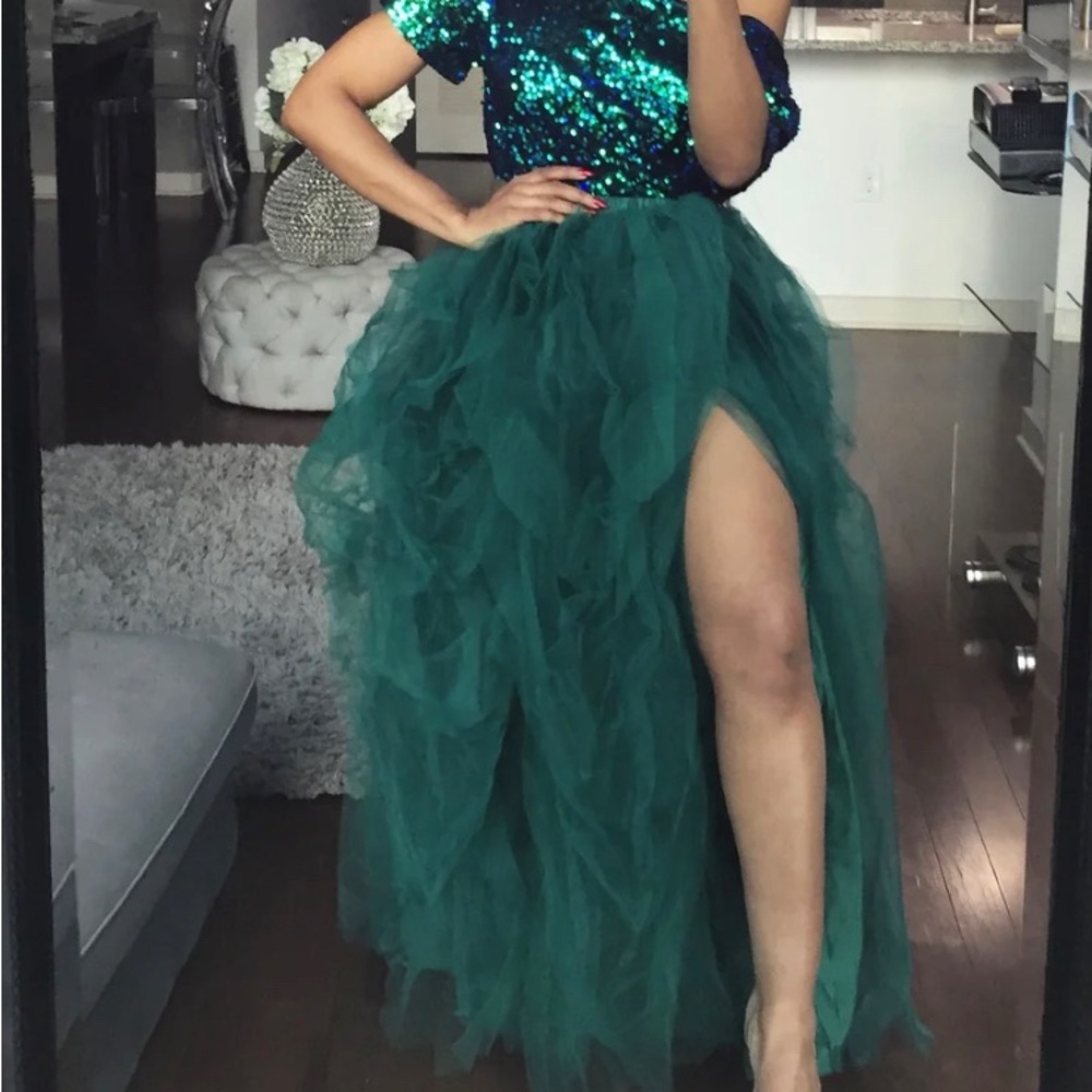 Emerald Hi Slit Skirt Set